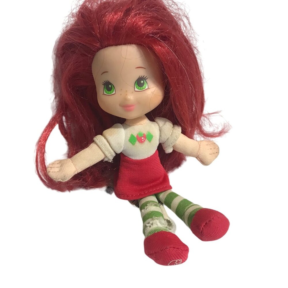 Strawberry Shortcake Doll With Red Hair Green Eyes & Striped Tights 5"